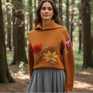 MaxMara Beautifully Woven Sweater Embossed with Flora & Leaves.Exquisite! size M